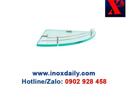 Kệ kiếng góc cường lực Inox 304 - KK 38