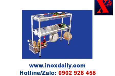 Kệ sóng chén 7 tấc 2 tầng Inox 304 - KC 22