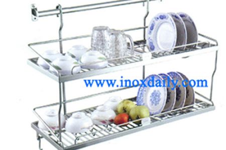 Kệ sóng chén 7 tấc 2 tầng treo có khay hứng nước
