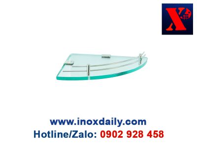 Kệ kiếng góc cường lực Inox 304 - KK 38