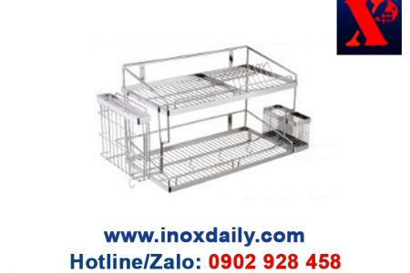 Kệ sóng chén 7 tấc 2 tầng treo Inox 304 - KC 03