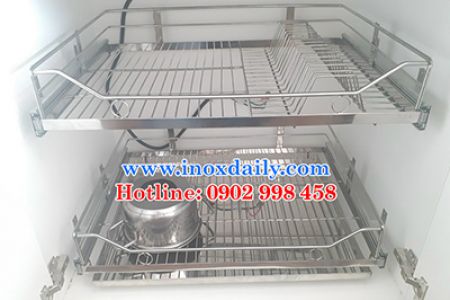 Kệ sóng chén 7 tấc 2 tầng có khay hứng nước