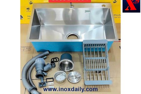 Chậu 1 hộc xả phi 140, dày 3.5